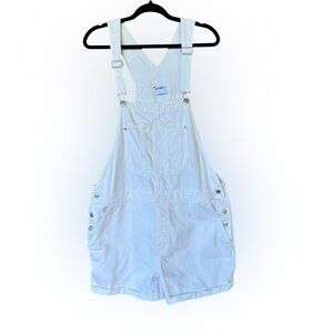 Old Navy White Denim Shortalls Women’s Overalls Romper Shorts Y2K Festival Sz XL